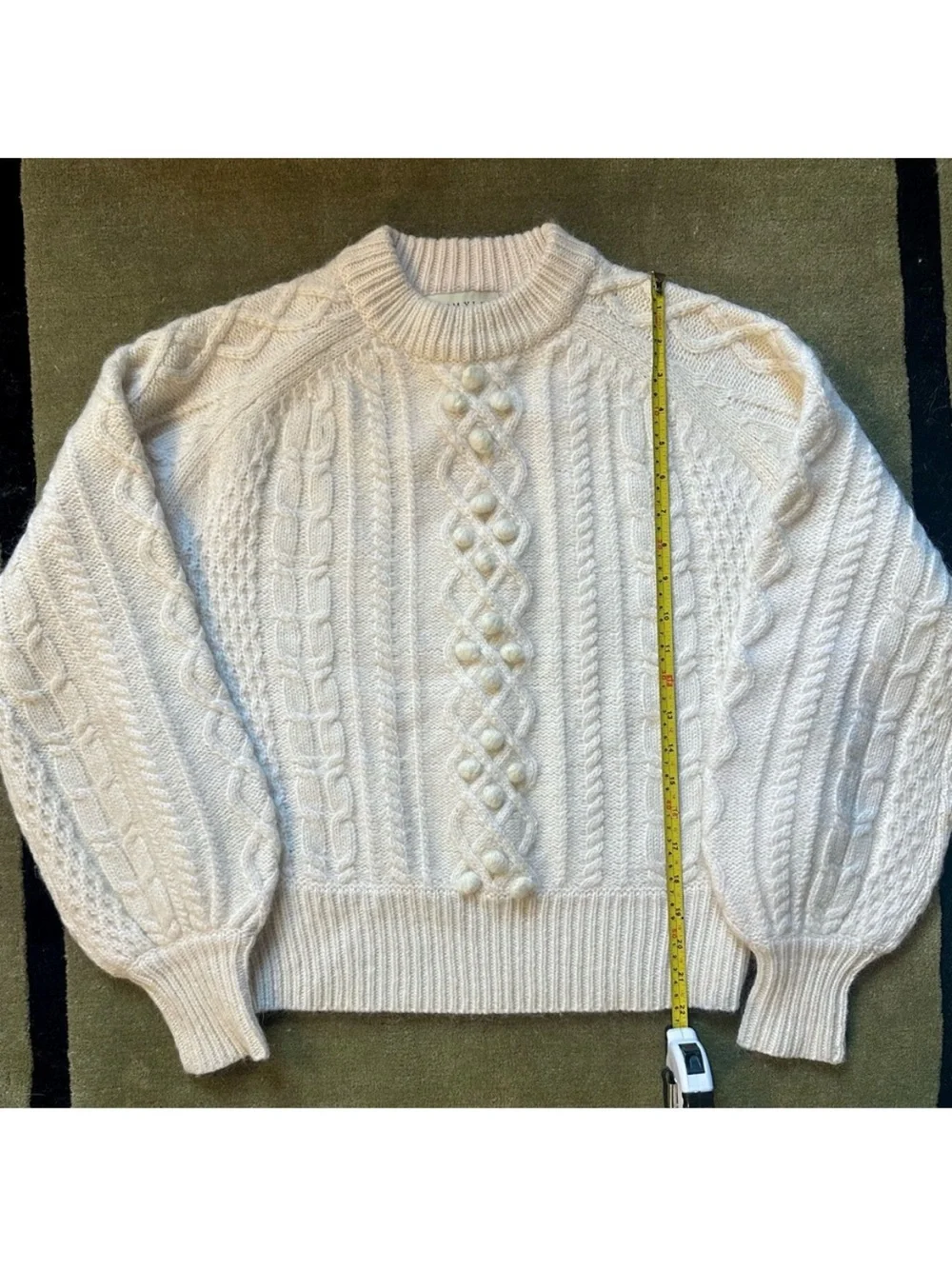 J. Crew x Demylee Cream Cable Knit Women's Sweater - Classic Crewneck